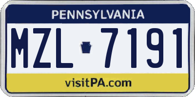 PA license plate MZL7191