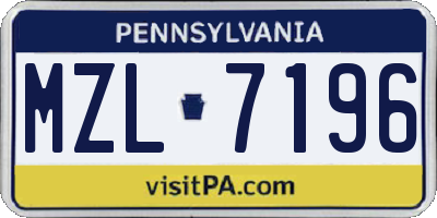 PA license plate MZL7196