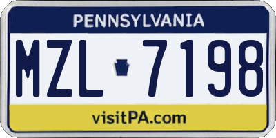 PA license plate MZL7198