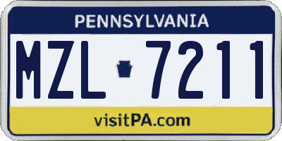 PA license plate MZL7211