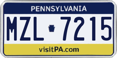 PA license plate MZL7215