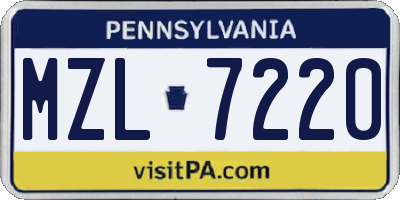 PA license plate MZL7220