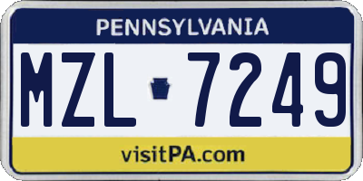 PA license plate MZL7249