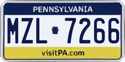 PA license plate MZL7266