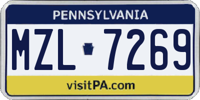 PA license plate MZL7269