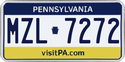 PA license plate MZL7272
