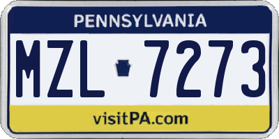 PA license plate MZL7273