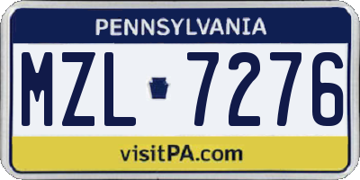 PA license plate MZL7276