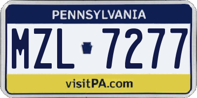 PA license plate MZL7277