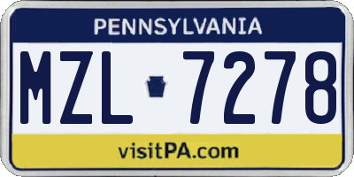 PA license plate MZL7278
