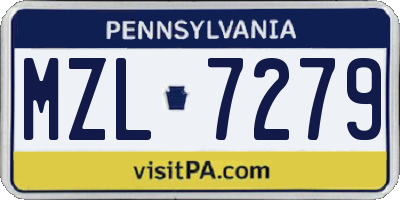 PA license plate MZL7279