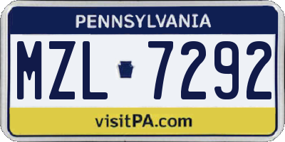 PA license plate MZL7292