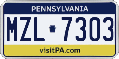 PA license plate MZL7303