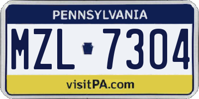 PA license plate MZL7304
