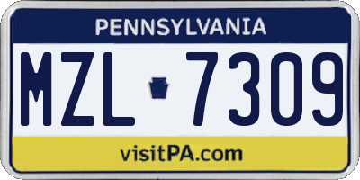 PA license plate MZL7309