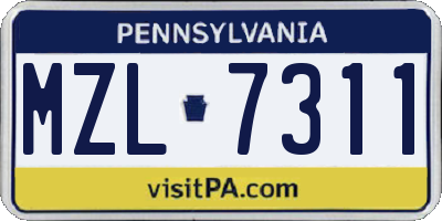 PA license plate MZL7311