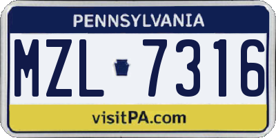 PA license plate MZL7316