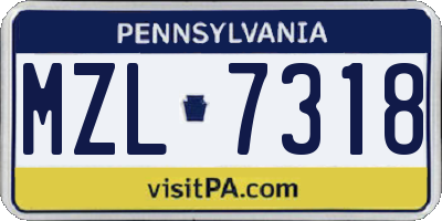 PA license plate MZL7318