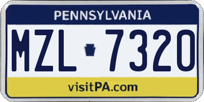 PA license plate MZL7320