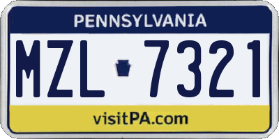 PA license plate MZL7321