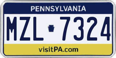 PA license plate MZL7324