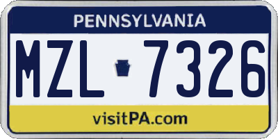 PA license plate MZL7326