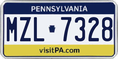 PA license plate MZL7328