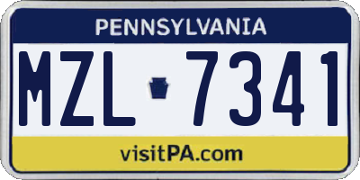PA license plate MZL7341