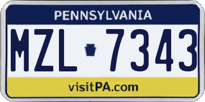 PA license plate MZL7343