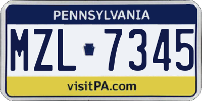 PA license plate MZL7345
