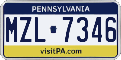 PA license plate MZL7346
