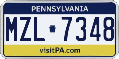 PA license plate MZL7348