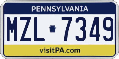 PA license plate MZL7349