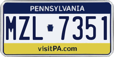 PA license plate MZL7351