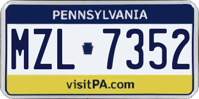 PA license plate MZL7352