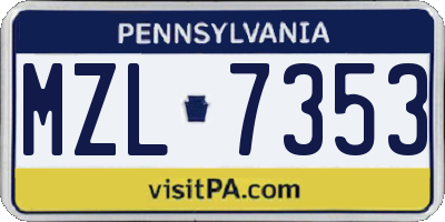 PA license plate MZL7353