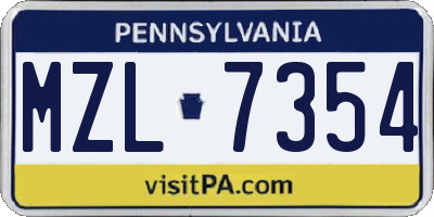 PA license plate MZL7354