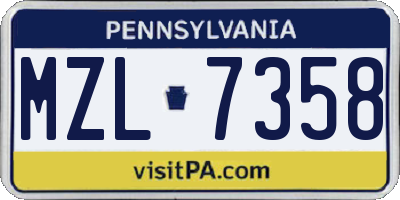 PA license plate MZL7358
