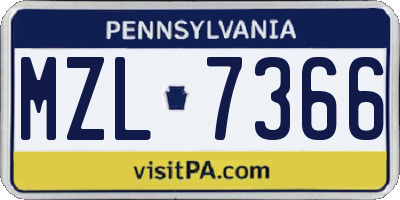 PA license plate MZL7366