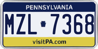 PA license plate MZL7368