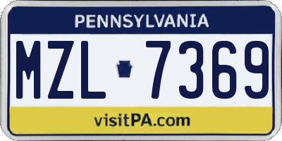 PA license plate MZL7369