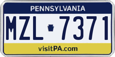 PA license plate MZL7371