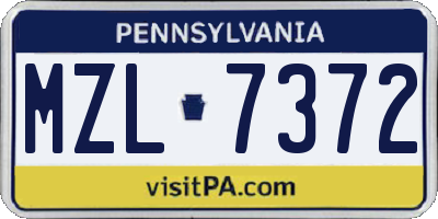 PA license plate MZL7372