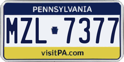 PA license plate MZL7377