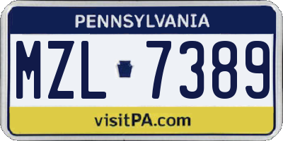 PA license plate MZL7389