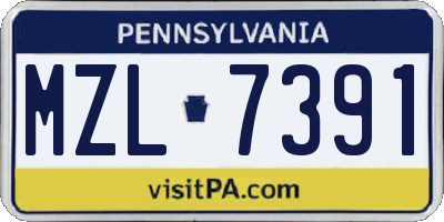 PA license plate MZL7391