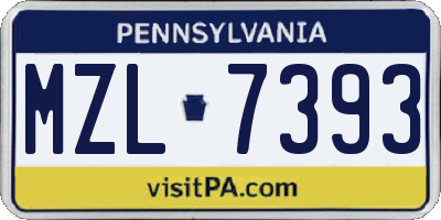 PA license plate MZL7393