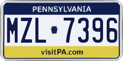 PA license plate MZL7396