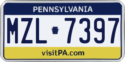 PA license plate MZL7397