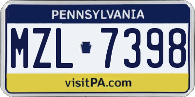 PA license plate MZL7398